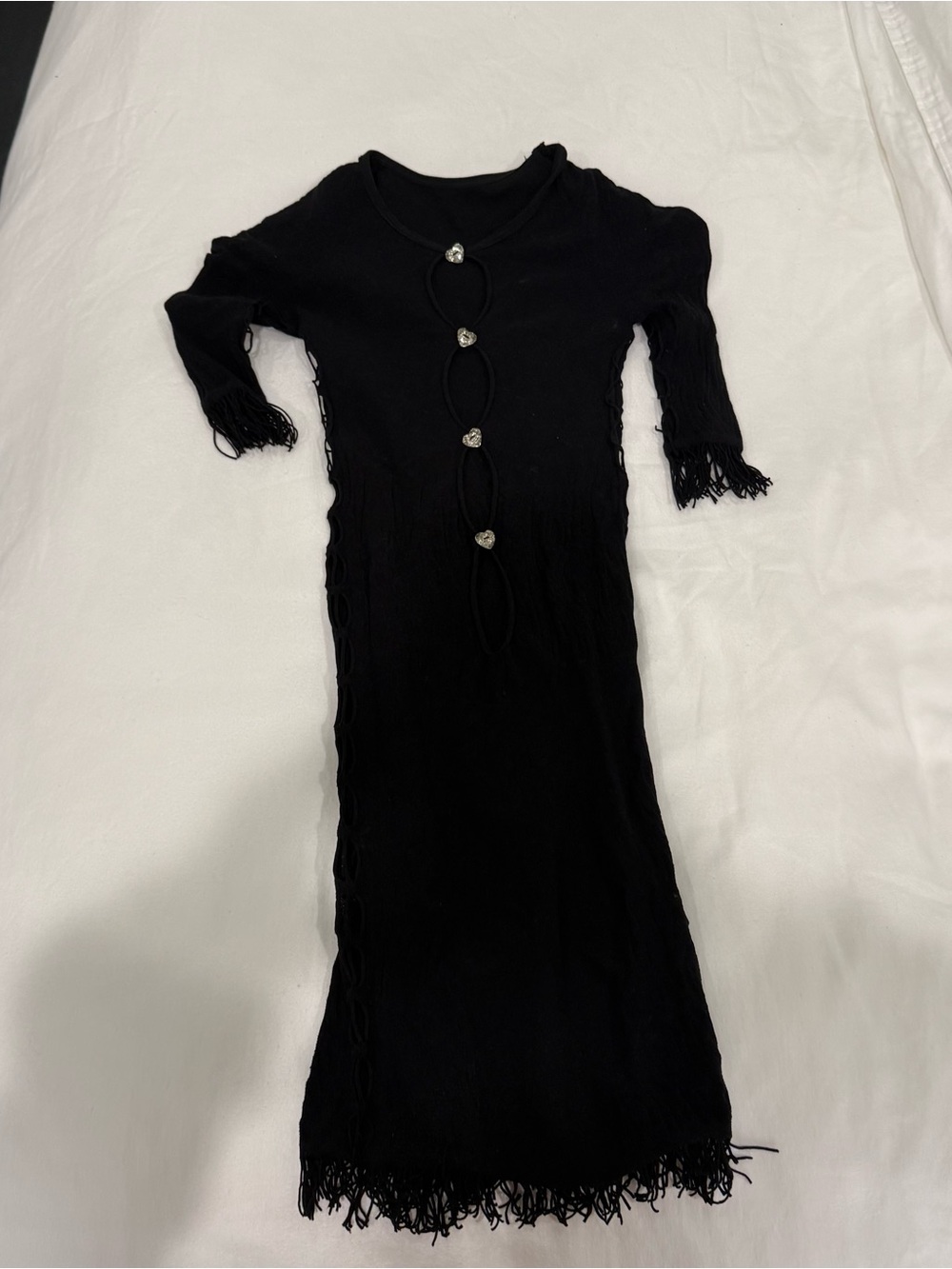 Poster Girl Black Stretchy Fringe Cut out mini dress